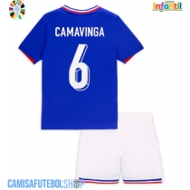 Camisa de time de futebol França Eduardo Camavinga #6 Replicas 1º Equipamento Infantil Europeu 2024 Manga Curta (+ Calças curtas)
